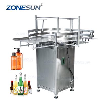 China ZONESUN Food Glass Bottle Unscrambler Automatic Round Rotary Plastic Bottle Sorting Turntable Feeding Machine for sale