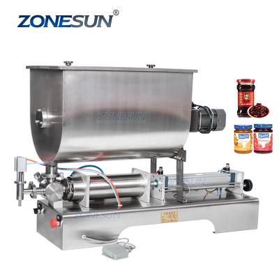 China Food ZONESUN ZS-GTU1 Semi Automatic Mud Jam Paste Curry Mixing Filling Machine Chili Sauce Filling Machine Pneumatic for sale