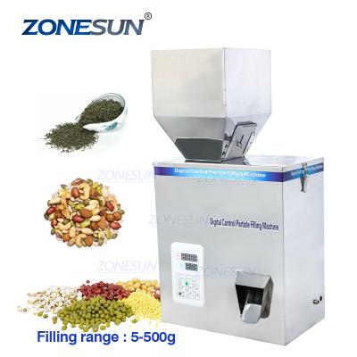 China ZONESUN 5-500g Automatic Food Vibration Chest Bean Tea Bag Sachet Powder Pouch Racking Weighing Filling Machines for sale