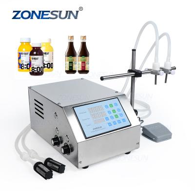 China ZONESUN Food Semi Automatic Small Bottle Liquid Filling Machine For Perfume Water Juice Oil Cosmetics With 2 head for sale