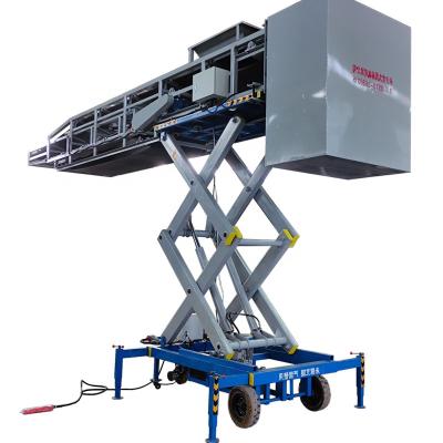 China Factory Hydraulic Lift Belt Conveyor Loader with Hydraulic Scissor Lift for Bulk Materials Container Loading for sale