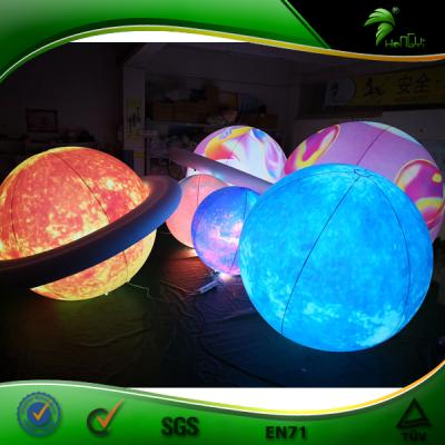 China Custom Party Size Inflatable Moon Sphere Lighting Inflatable Planets Shape Balloons For Decoration for sale