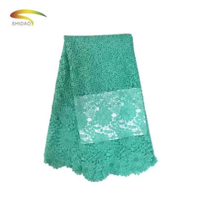 China Viable Shidao Mint Green Tulle Dress Lace Flower Embroidery Lace Fabric For Curtains for sale