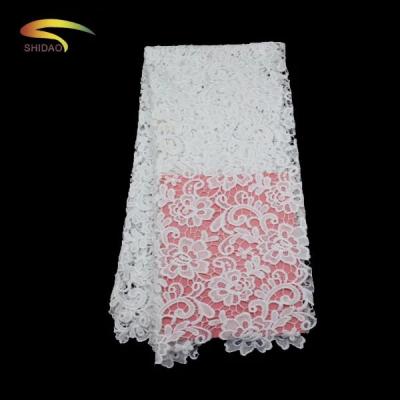 China Viable shidao white 100% milk fabric yarn guipure wedding lace fabric for african dress for sale