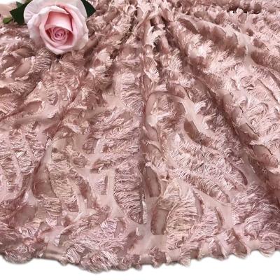 China New Fashion Sustainable Design African Chiffon Long French Hair 3d Guipure Lace Dress Fabrics For Garment for sale