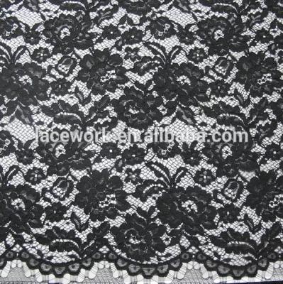 China Viable Custom Designs Net Black Embroidery Raschel Lace Soft Wedding Fabric for sale