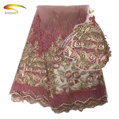 China Viable French Net African Guipure Lace Fabric With Embroidery Mesh Tulle Rope Dress for sale