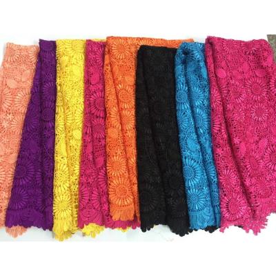 China Viable Wholesale Cheap French African Guipure Lace Textile Material Water Soluble Fabric With Stones for sale