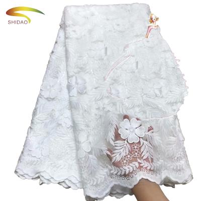 China African Swiss Dress Fabric African Swiss Dress Dress Voile Cord Lace Voile Cord Lace Nigerian White Sewing Fabric for sale