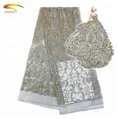 China 2017 Asia Viable High Quality Ribbon Fabric, 5 Yards Net Shinning Embroidery Glitter Lace for sale