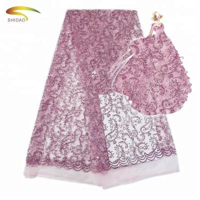 China 2017 Viable French Hot Sales Lace Net Shinning Embroidery Glitter Lace Fabric For Dresses for sale