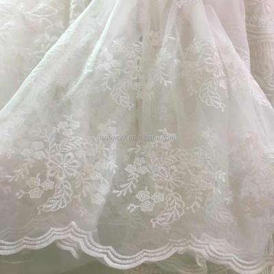 China Sustainable High Quality Whole White Glass Yarn Lace Fabrics For Women's Dress Wedding for sale