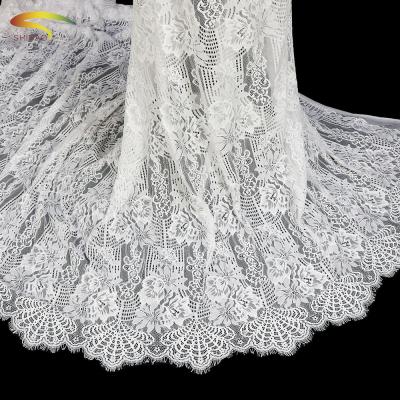 China New Design Sustainable 150CM Wide 3 Meters Long100% Nylon Eyelash Lace High Quality Custom Fabric for sale