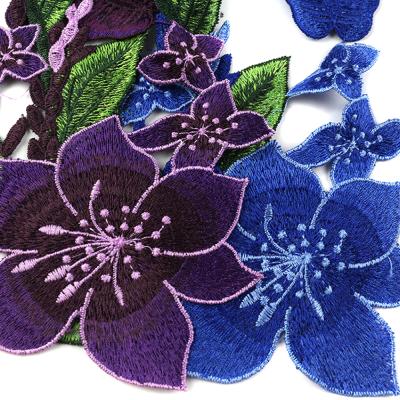 China 3D Embroidered Service Flower Logo Custom Embroidery Patches With Iron On for sale