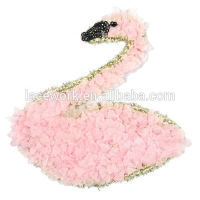 China NEW High Quality 3D Design Chiffon Swan Embroidery Patch For Dress SDXF009 for sale