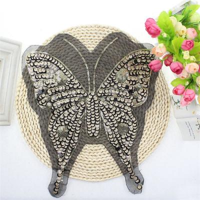 China 2017 Sustainable Custom Design High Quality Sequin Butterfly Patch Iron On Fabric for sale