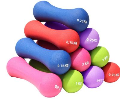 China Home Use Gym Iron Grip Bone Shape Custom Colored Dip Plastic Bodybuilding Neoprene Dumbbell for sale