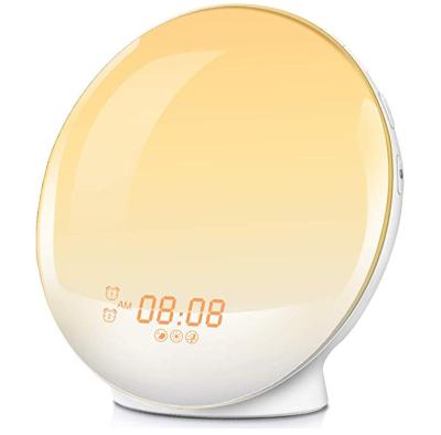 China Radio Colorful Sunrise Wake Up Sunris And Creative Wifi Sunlight Smart Wake Up Light Workday Alarm Clock For Kids for sale