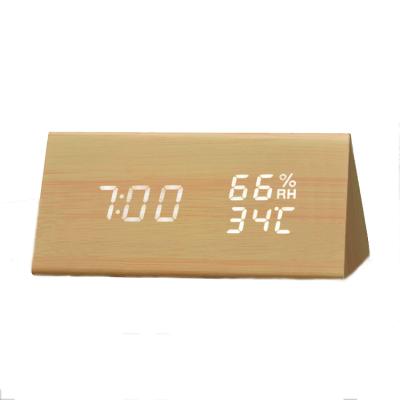 China Wholesale Calendars Weather Station Digital Led Wooden Alarm Clock for sale