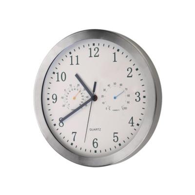 China FOLDER Stainless Steel Wall Hygrometer Themes Combo Clock Thermometer Bimetal Hygrometer for sale