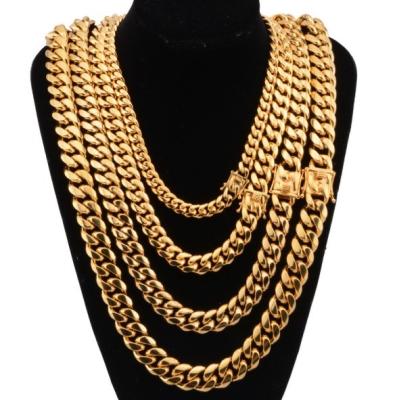 China New Mens 18k CLASSIC Gold Cuban Link Chain Cuban Link Chain for sale