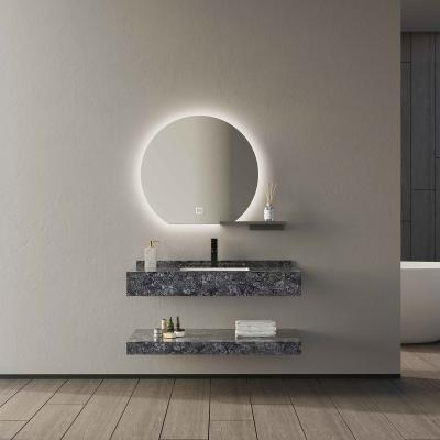 China Hot Sales Luxurious Modern Bathroom Basin Vanities With LED High Quality Wall Hung Mirror Slate Bathroom Basin for sale