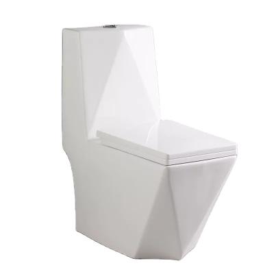 China Double-Flow Hot Sales Sanitary Ware Bathroom Set White Diamond Shape Toilet Floor Standing High Quality One Piece for sale