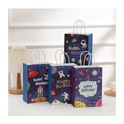 China 22*15*8.5CM theme paper bag candy bag food gift bag children's gift party decoration supplies festival decoration astronaut star universe packaging for sale