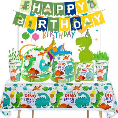 China Festival Decoration Dinosaur Birthday Party Cutlery Paper Plate Paper Napkin Tablecloth Decoration Party and Holiday Supplies Disposable Set for sale