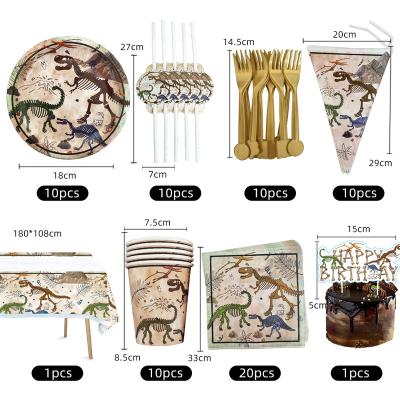 China Jurassic Festival Decoration Dinosaur Fossil World Birthday Party Cutlery Paper Napkin Paper Cup Paper Plate Decoration Party and Holiday Supplies Set for sale