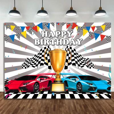 China Festival Decoration Racing Car F1 Vehicles Happy Birthday Photography Background Banner Wall Decor Photo Prop Prop Party Supplies for sale