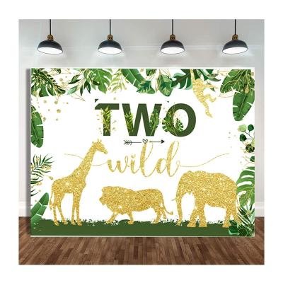 China ONE Jungle WILD Forest Animal Children's Festival Decoration 1st Birthday Party Supplies Photo Party Decoration Wall Gift Banner Backdrop for sale