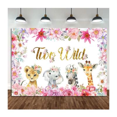 China ONE Jungle WILD Forest Animal Children's Festival Decoration 1st Birthday Party Supplies Photo Party Decoration Wall Gift Banner Backdrop for sale