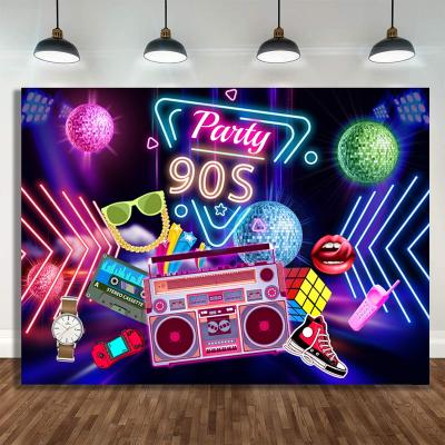 China Festival Decoration 90s Birthday Party Backdrop Banner Favors Wall Decor Photo Photography Backdrop Party Supplies 90s Welcome Party for sale