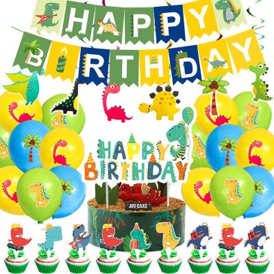 China Festival Decoration Dinosaur Birthday Party Decorations First Birthday Party Decorations Jungle Safari Banner Spiral Party Balloons Cake Insert Set Supplies for sale