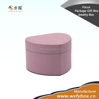 China Handmade Small Rose Heart Shaped Leather Jewelry Storage Box for sale