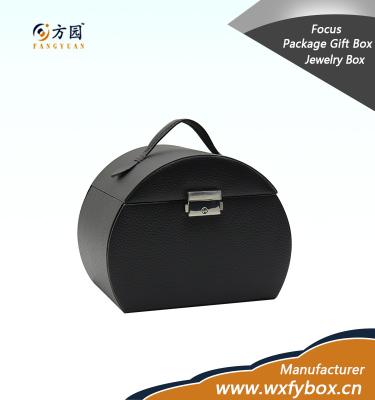 China Handmade Black PU Half Round Box For Jewelry Package for sale