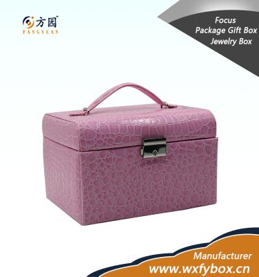 China 2016 Hot Sale Handmade PU Jewelry Box With Mirror for sale