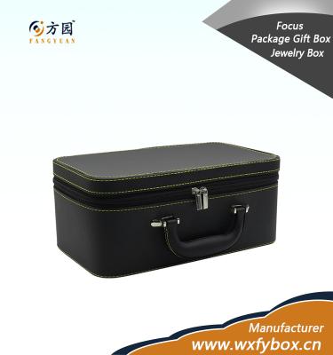 China Handmade Portable Jewelry Leather Box With Handle for sale