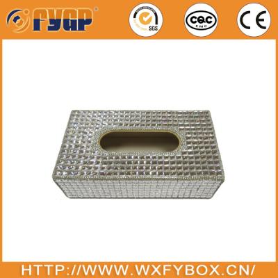 China Handmade Customized Fancy PU Tissue Paper Box With Crystal for sale