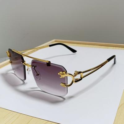 China Fashion Sunglasses New UV400 Square Rimless Frameless Colorful Gradient Frameless Glasses Fashion Leopard Fashion Women Sunglasses for sale