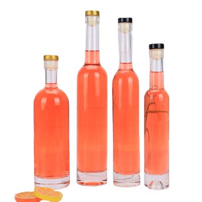 China High quality wine 200ml 375ml 500ml 750ml clear frost ice wine /fruit glass wine bottles with cork for sale