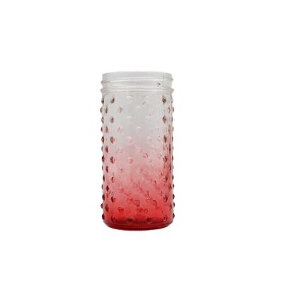 China Hot Sale 350ml Gradient Red Lemonade Point Glass Colorful Red Lemonade Tea Wheat Ear Wheat Ear Glass Cold Bottle for sale