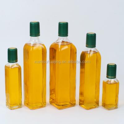 China 100ml 250ml 500ml 750ml 1000ml Clear French Frying Oil Square Glass Bottle for Olive Oil for sale