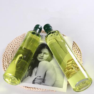 China Empty frying oil olive oil bottle with cap 250ml 500ml 750ml 1 L clear round glass bottle for olive oil for sale