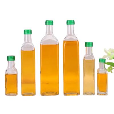 China Wholesale 150ml empty clear square shape glass oil bottles cooking with screw lid for frying oil for sale