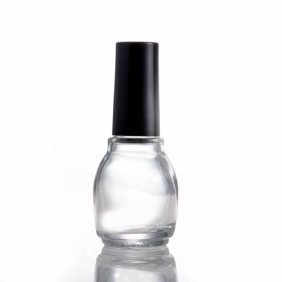 China Best Environmental Selling Elliptical Type Customized 10ml Glass Clear Empty UV Gel Nail Polish Bottle With Brush for sale