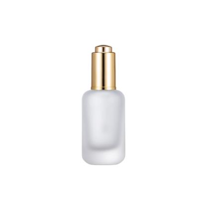 China Fashionable Frosted Glass 1OZ Bottle With Gold Pump Dropper For Skin Care Cosmetic Packaging Packaging for sale