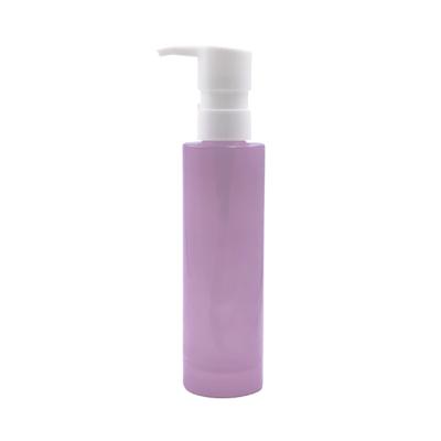 China 100ML Fashionable Purple Glass Bottle With White Lotion Pump For Detergent for sale