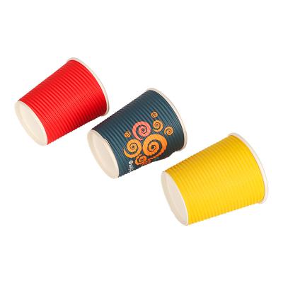 China Recycled Materials Paper Cup Ripple Wallpaper Cups Disposable Custom Printed Paper Cups for sale